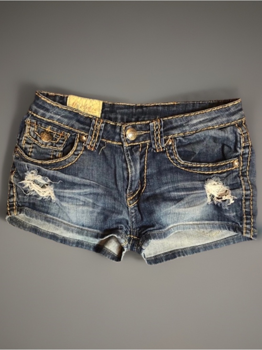 Machine Factory Distressed Denim Jean Shorts